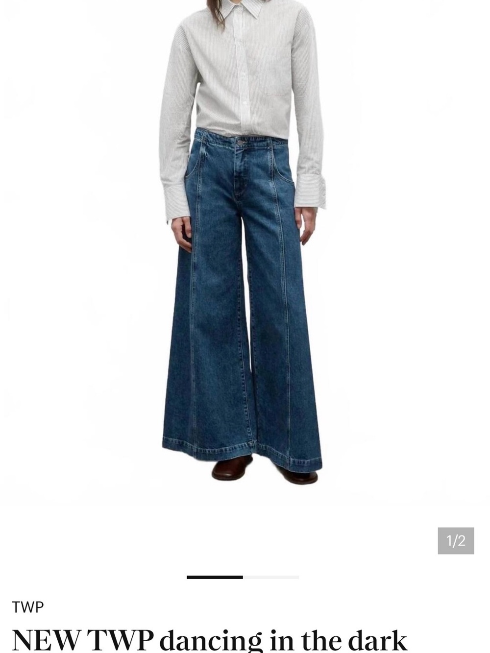 NEW TWP Wide-Leg Dark Blue Denim Jeans